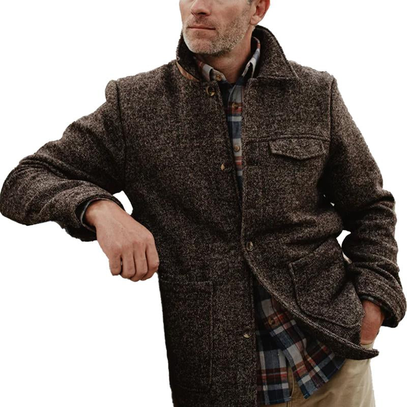 Men's Vintage Wool Multi-Pocket Lapel Jacket 66066562Y