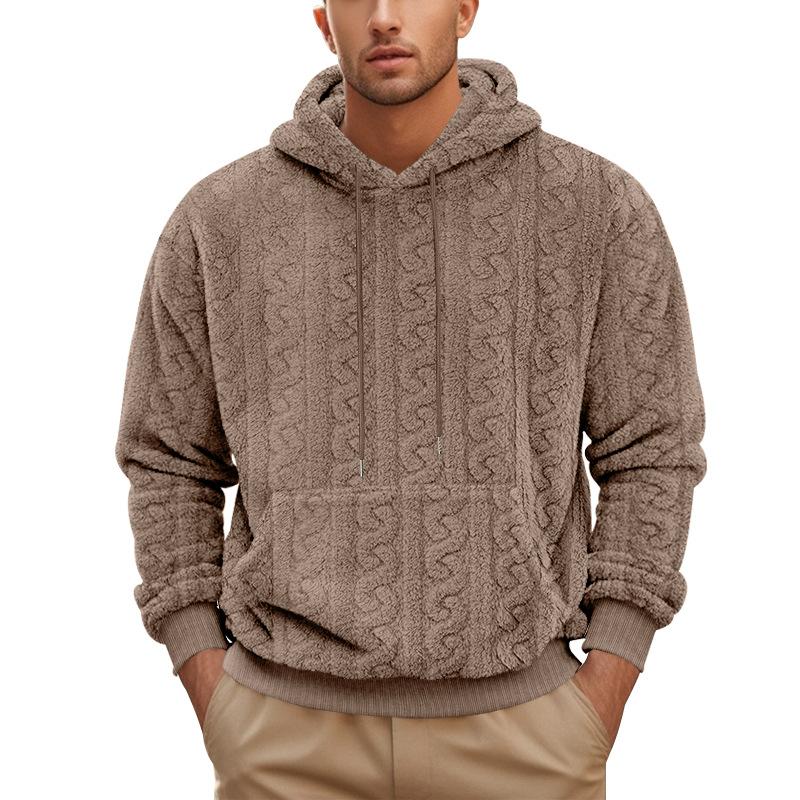 Men's Solid Color Jacquard Sports Casual Hoodie 94208625X