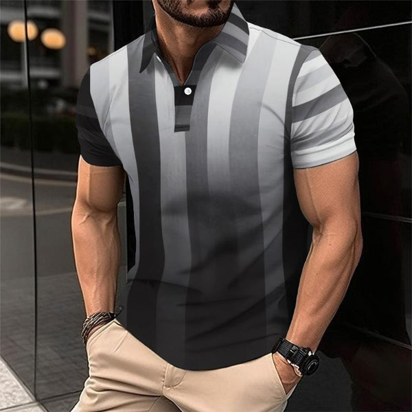 Men's Casual Gradient Lapel Polo Shirt 78655530TO