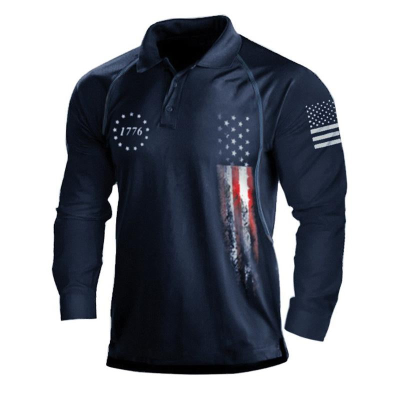 Men's Printed Long Sleeve Polo Shirt 18840079U