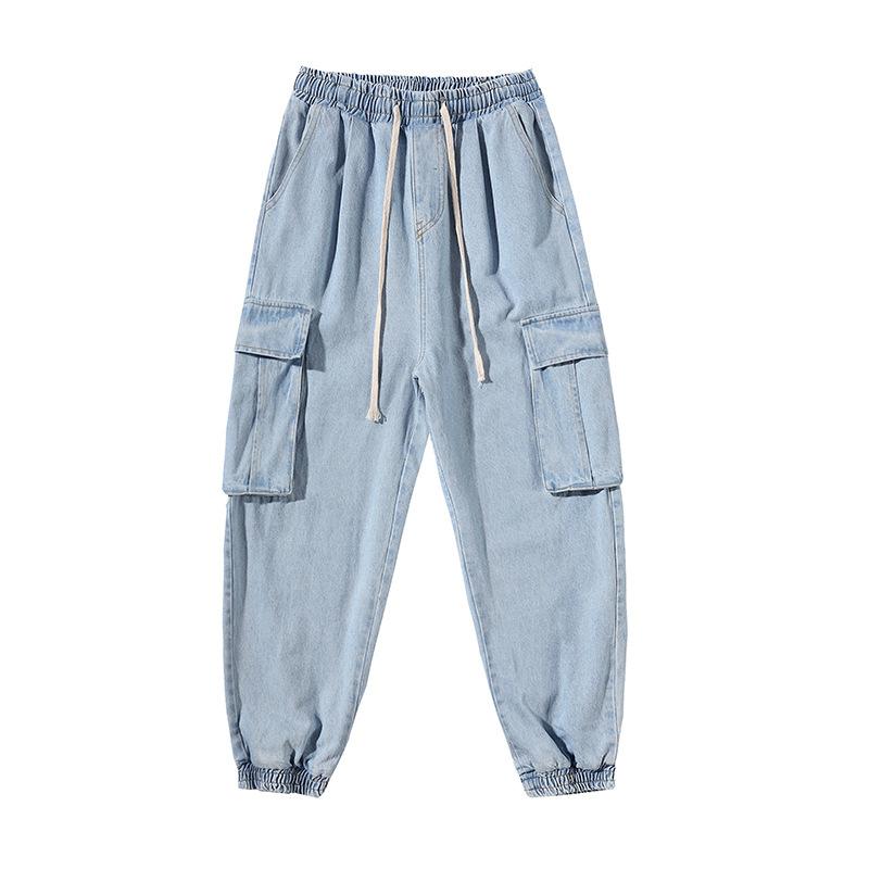 Men's Fashion Loose Multi-pocket Casual Cargo Denim Pants 96981048Z
