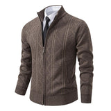 Men's Zipper Stand Collar Casual Knit Cardigan 97979715F