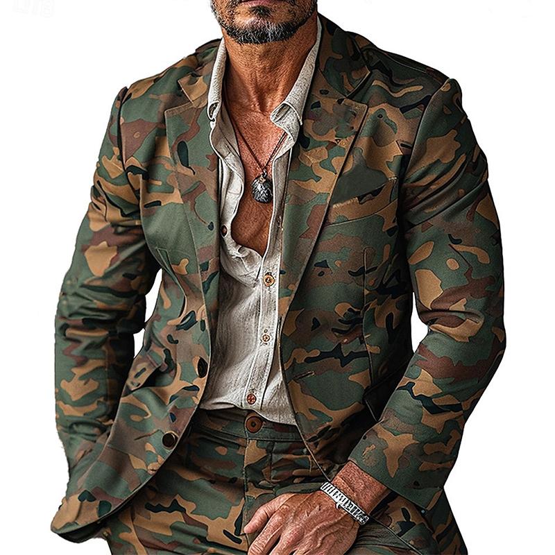 Men's Camouflage Print Button Blazer 81281729X