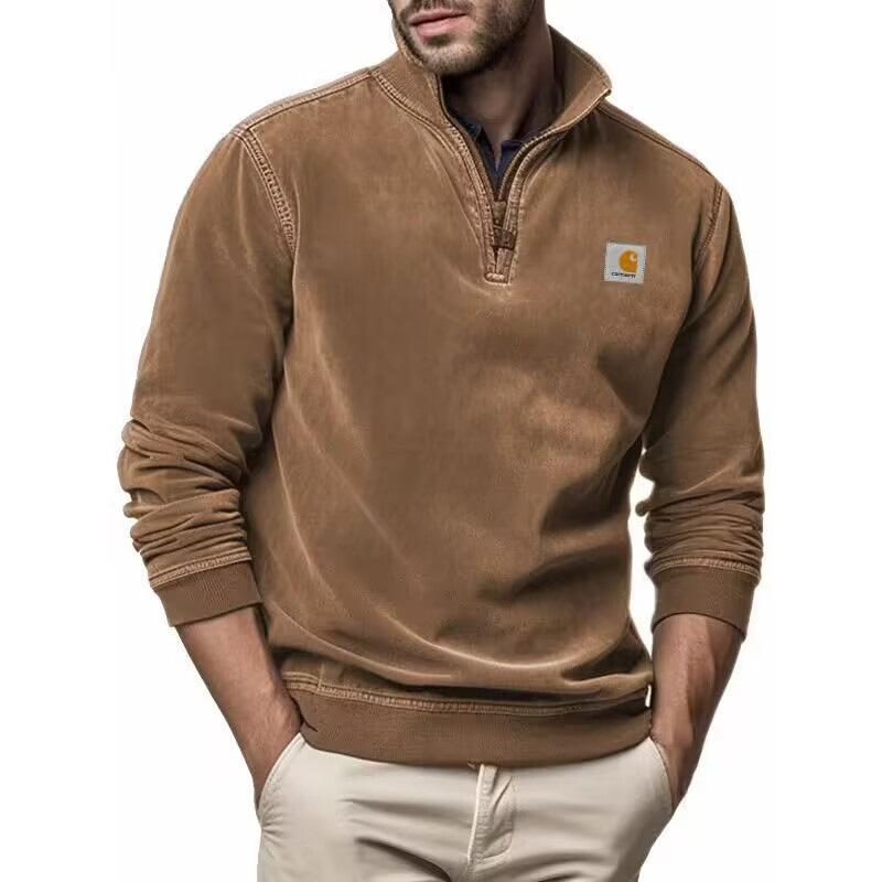 Men's Stand Collar Half Zip Printed Sweatshirt 53824338X