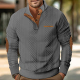 Men's Outdoor Jacquard Casual Stand Collar Long Sleeve Sweatshirt 50047325X