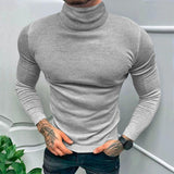 Men's Solid Color High Collar Long Sleeve Casual T-shirt 51848781Z