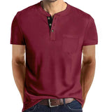 Men's Casual Solid Color Chest Pocket Short Sleeve T-Shirt 22833154Y