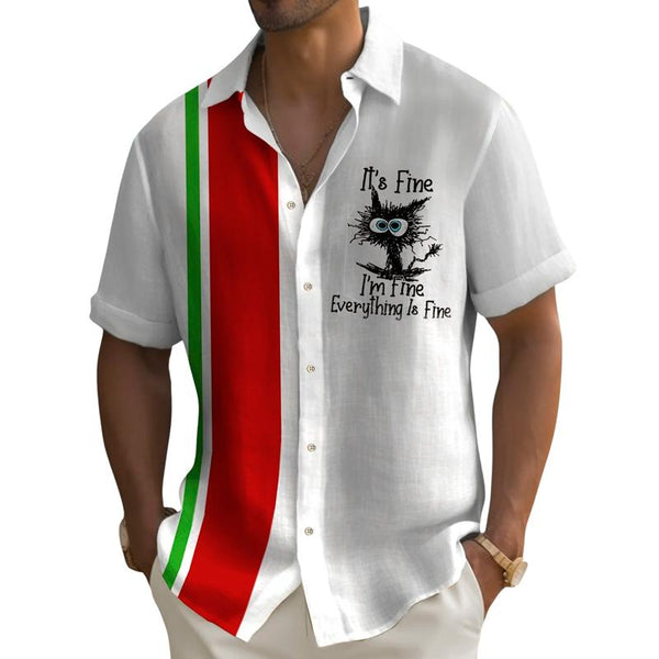 Men's Casual Printed Pocket Lapel Casual Shirt 15137944X