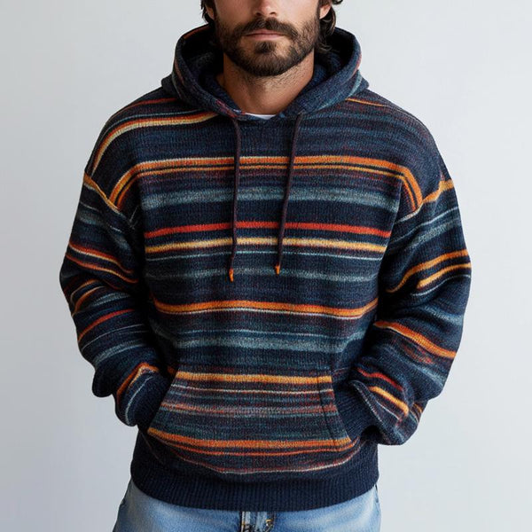 Men's Multicolor Line Knit Hoodie 06819063U