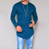 Men's Round Neck Slim Solid Color Long Sleeve T-shirt 50062697X