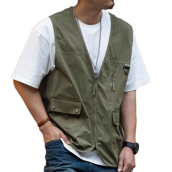 Men's Retro Workwear Outdoor Multi-pocket Vest 52538124X