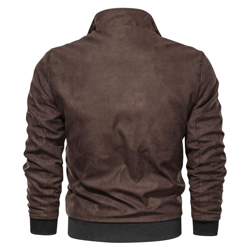 Men's Vintage Solid Suede Lapel Big Pocket Jacket 61949839Y