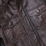 Men's Vintage Lapel Leather Motorcycle Jacket 38226954Y