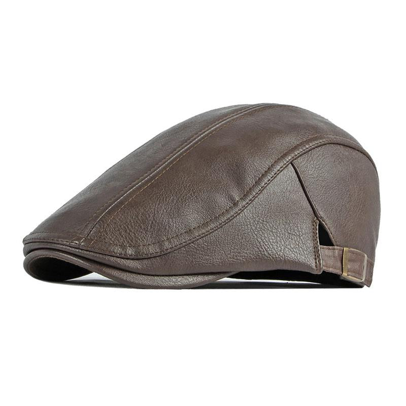 Men's Vintage Thick Warm Leather Cap 92575373M