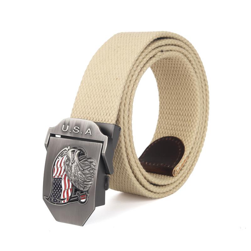 Ceinture à boucle automatique en toile avec drapeau américain pour homme 57484159K