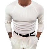 Men's Solid Color Loose Round Neck Knitted Sweater 04928594X