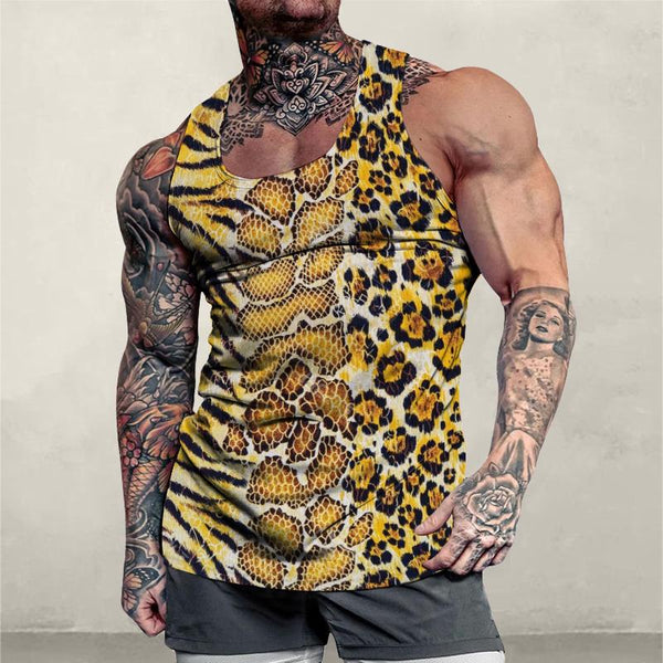Men's Casual Sexy Leopard Print Round Neck Tank Top 68348540TO
