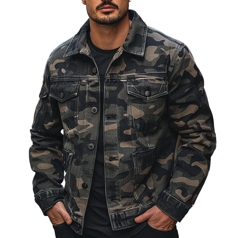 Men's Vintage Camouflage Multi-Pocket Jacket 30023249X