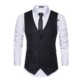 Men's Vintage V-Neck Single-Breasted Slim Fit Suit Vest (Shirt Excluded) 11776837M