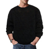 Men's Casual Solid Color Hollow Crew Neck Sweater 84106926Y