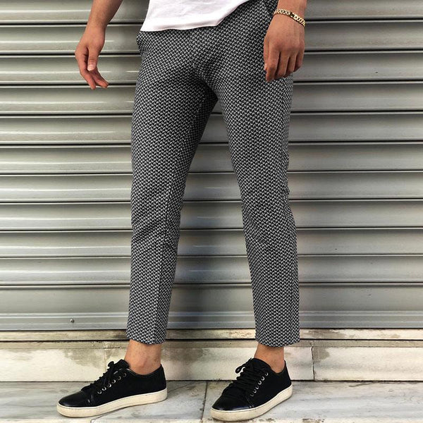 Men's Casual Printed Slim Fit Tapered Pants 46748865M