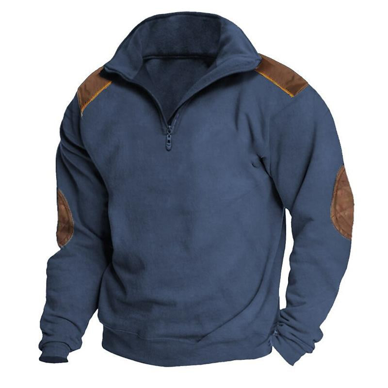 Men's Vintage Color Block Stand Collar Zipper Sweatshirt 88227394Y