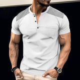 Men's Colorblock Henley Collar Short Sleeve T-shirt 27469513Z