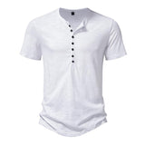 Men's Casual Henley Neck Cotton Slim Fit Short Sleeve T-Shirt 50947478M
