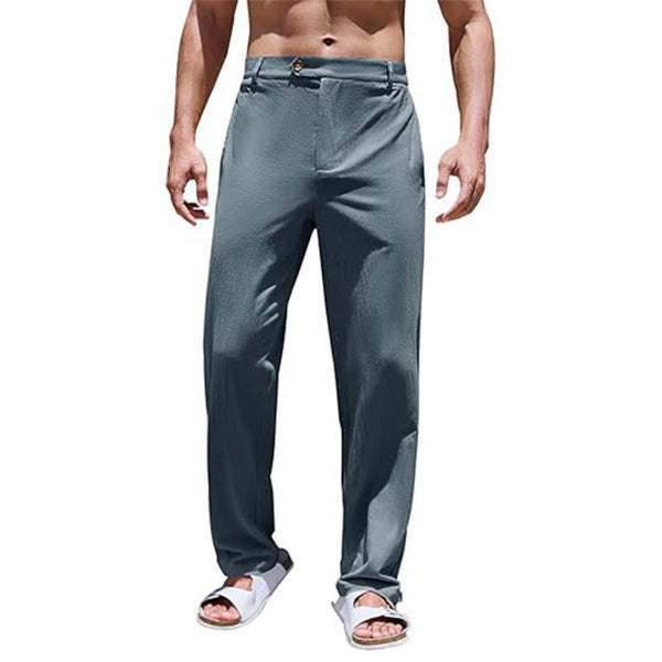 Men's Cotton and Linen Casual Outdoor Breathable Beach Pants 36728281X