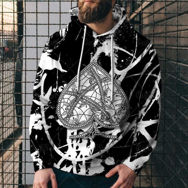 Men's Printed Loose Fit Hoodie 19908942U