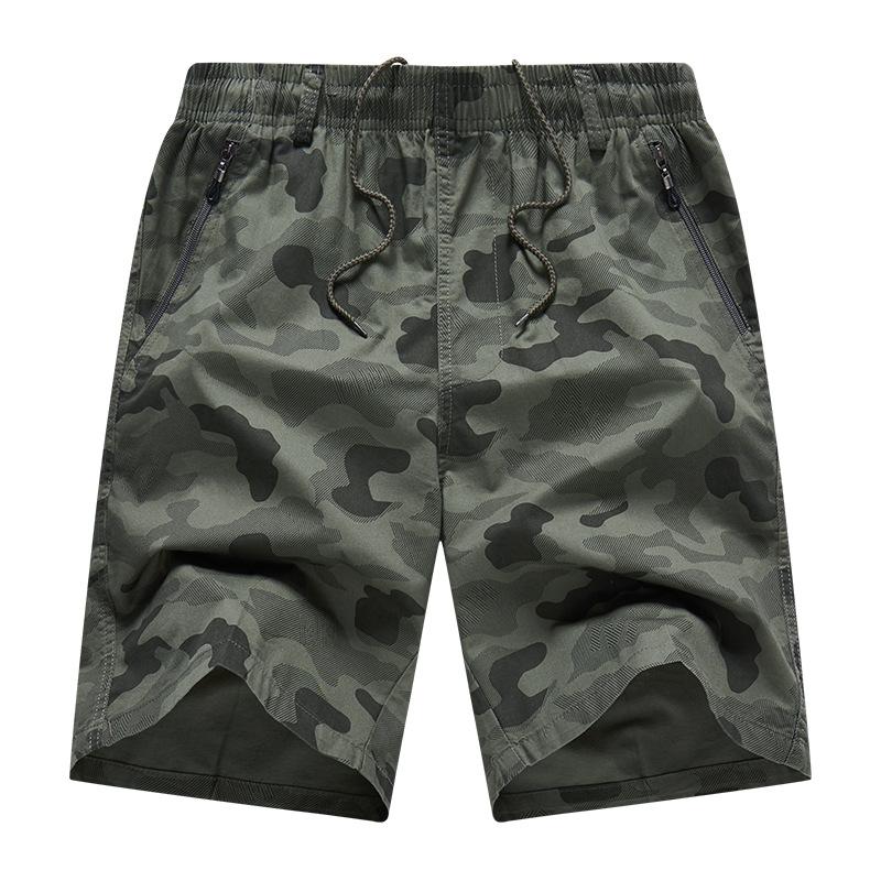 Men's Casual Camouflage Cotton Blend Multi-Pocket Straight Cargo Shorts 98740428M