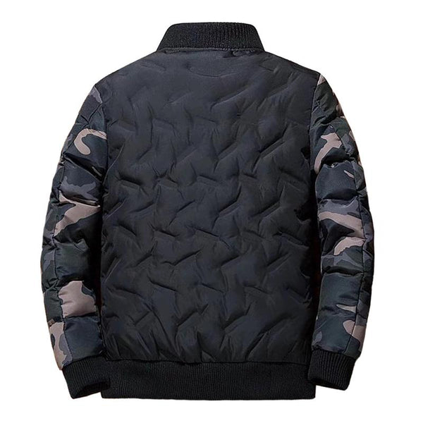 Men's Fashion Camouflage Patchwork Baseball Collar Warm Down Coat 94103217M
