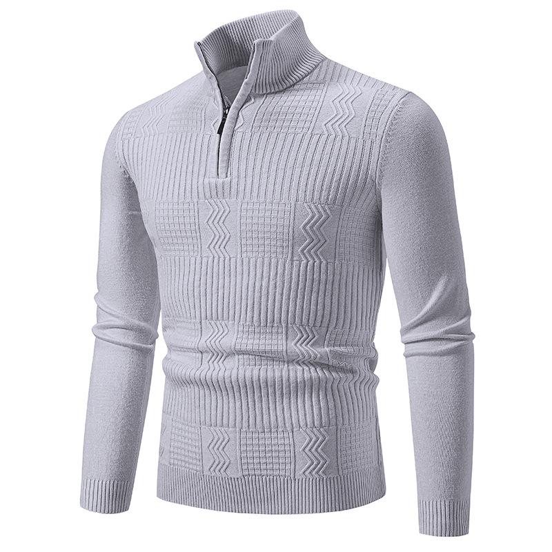 Men's Casual Warm Slim Fit Stand Collar Pullover Sweater　18888075F