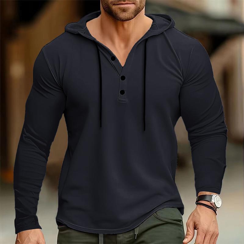 Men's Casual Solid Color Loose Long Sleeve Hoodie 50305630X