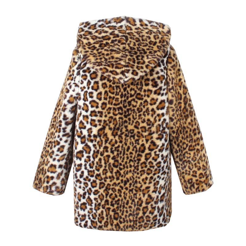 Men's Classic Casual Leopard Print Hooded Plush Faux Fur Coat 90965761K