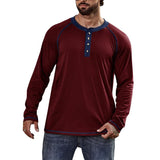 Men's Long Sleeve Crew Neck Henley Shirt 23582261X