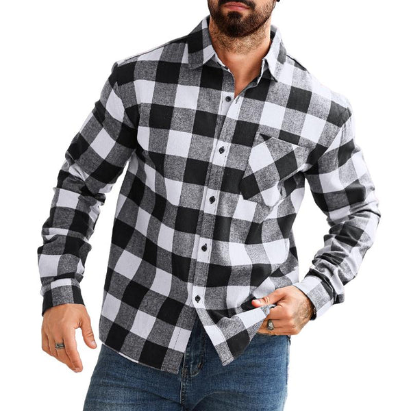 Men's Casual Plaid Lapel Shirt Jacket 84814297X