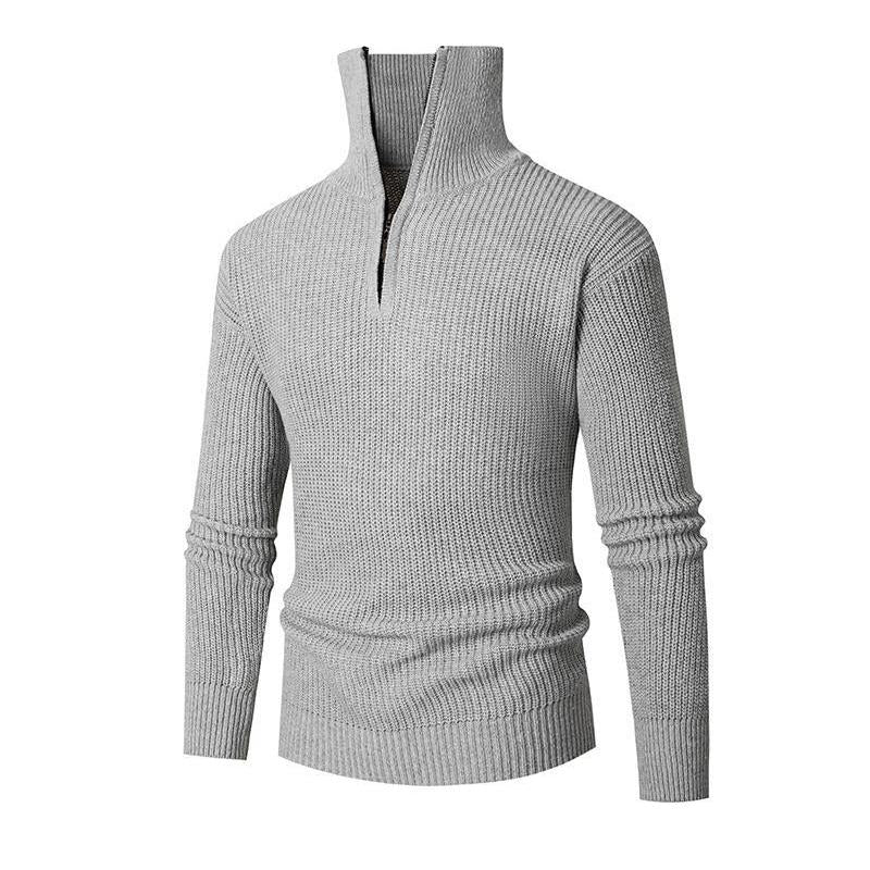 Men'S Casual Solid Color Half-Zip Turtleneck Pullover Sweater  83984321Y
