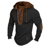 Men's Casual Solid Color Lace-Up Hooded Sweatshirt 40191778Y