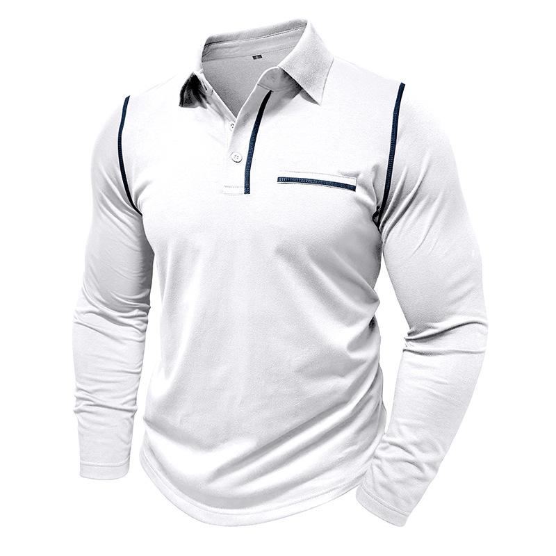 Men's Casual Lapel Slim Fit Long Sleeve Polo Shirt 94947703M