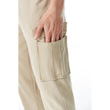 Men's Casual Solid Color Cotton Linen Multi Pocket Trousers 19617055Y