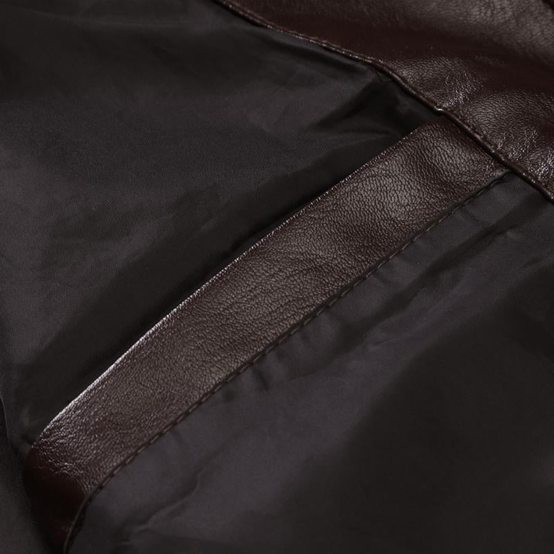Men's Vintage Solid Collar Leather Jacket 48363827Y