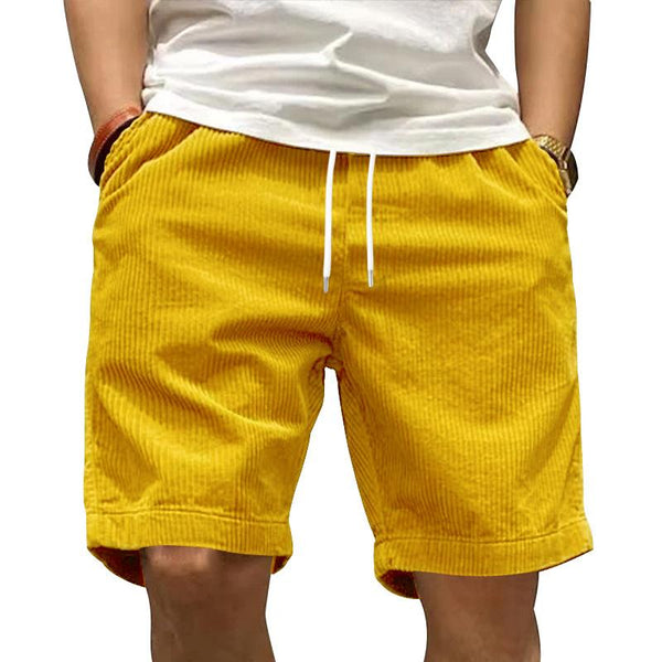 Men's Vintage Corduroy Loose Elastic Waist Shorts 31859556M