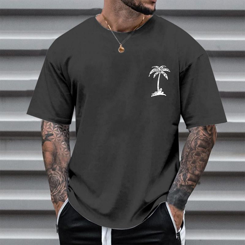Men's Casual Coconut Tree Round Neck T-Shirt 38037043TO