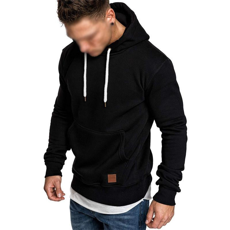 Men's Casual Solid Color Long Sleeve Hooded Sweatshirt 19801946Y