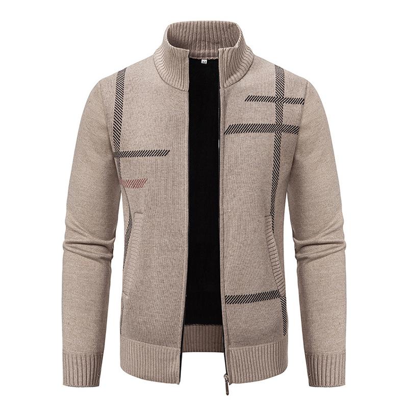 Men's Casual Stand Collar Zipper Slim Fit Knitted Cardigan 67617661M
