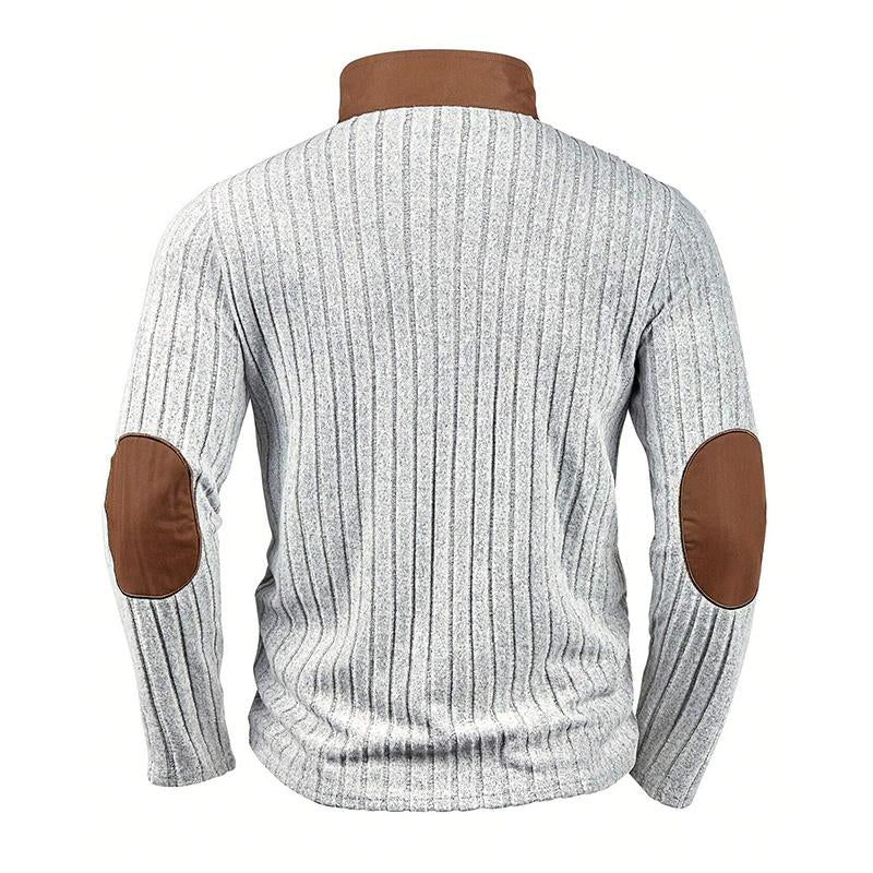 Men's Vintage Stand Collar Knitted Patchwork Sweatshirt 00945916X