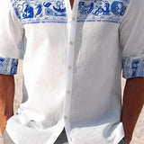 Men's Hawaiian Vintage Print Casual Long Sleeve Shirt 81634555X