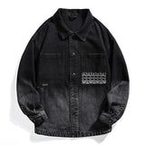 Men's Fashion Embroidered Gradient Loose Lapel Denim Jacket 83785514M