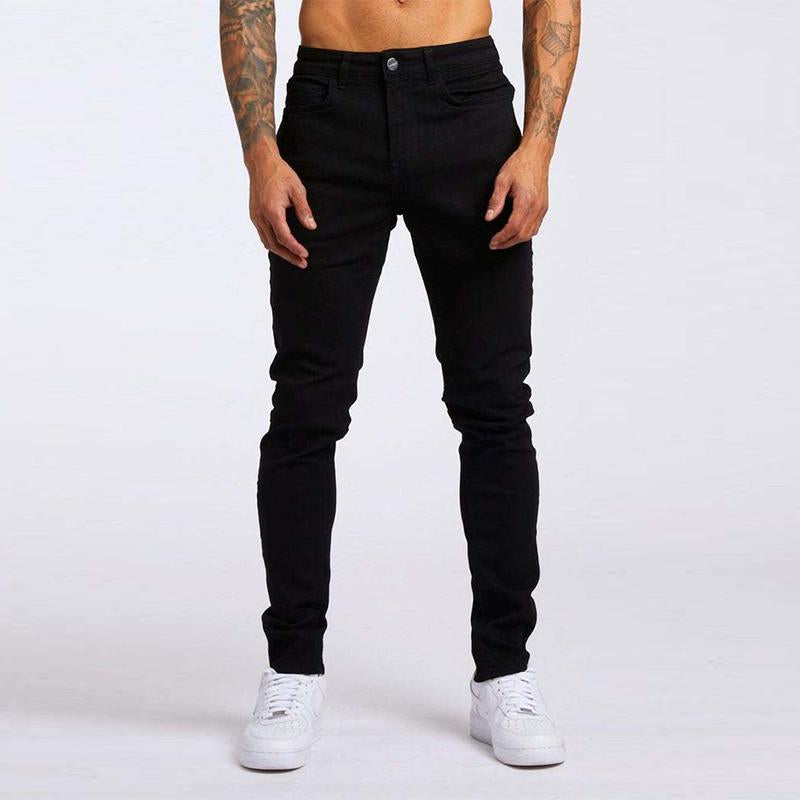 Men's Casual Washed Slim High Waist Jeans 50637960M